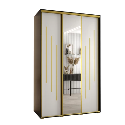 Šatní skříň YVONA 9 - 160/60 cm, černá / bílá / zlatá