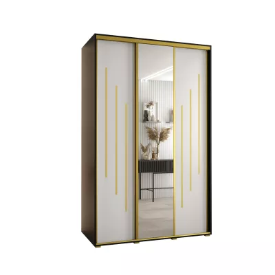 Šatní skříň YVONA 9 - 160/60 cm, černá / bílá / zlatá