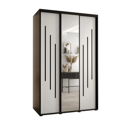 Šatní skříň YVONA 9 - 160/60 cm, černá / bílá / černá
