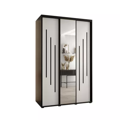 Šatní skříň YVONA 9 - 160/60 cm, černá / bílá / černá