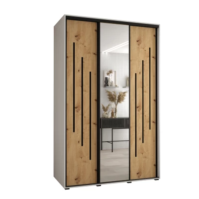 Šatní skříň YVONA 9 - 160/60 cm, bílá / dub artisan / černá