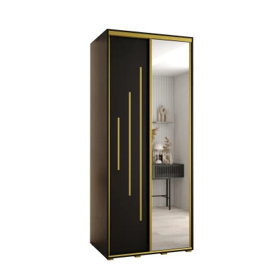 Šatní skříň YVONA 13 - 100/60 cm, černá / zlatá