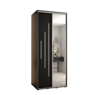 Šatní skříň YVONA 13 - 110/60 cm, černá / stříbrná