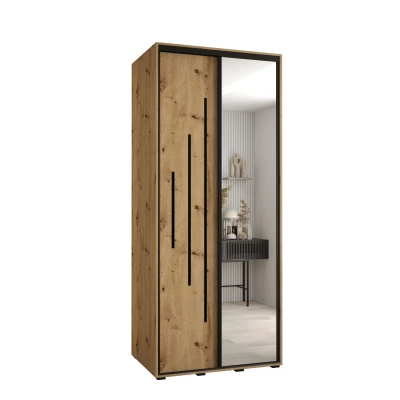 Šatní skříň YVONA 13 - 110/60 cm, dub artisan / černá