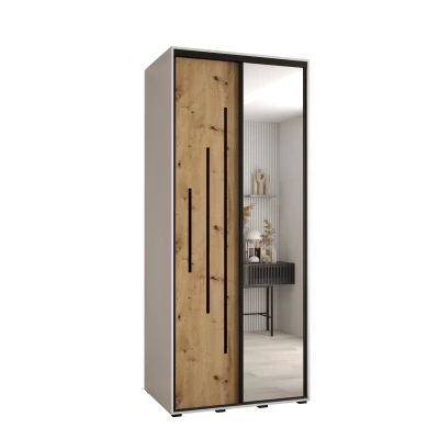 Šatní skříň YVONA 13 - 120/60 cm, bílá / dub artisan / černá