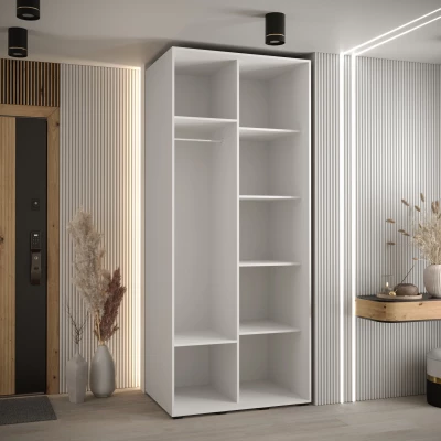 Šatní skříň YVONA 13 - 120/60 cm, bílá / stříbrná