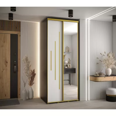 Šatní skříň YVONA 13 - 120/60 cm, černá / bílá / zlatá