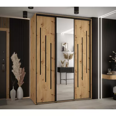 Šatní skříň YVONA 9 - 170/60 cm, dub artisan / černá