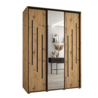 Šatní skříň YVONA 9 - 170/60 cm, dub artisan / černá