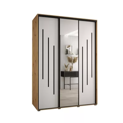 Šatní skříň YVONA 9 - 170/60 cm, dub artisan / bílá / černá