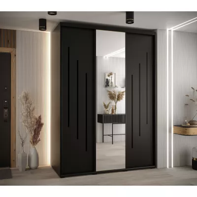 Šatní skříň YVONA 9 - 170/60 cm, černá / černá