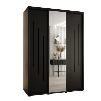 Šatní skříň YVONA 9 - 170/60 cm, černá / černá