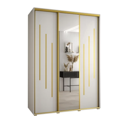 Šatní skříň YVONA 9 - 170/60 cm, bílá / zlatá