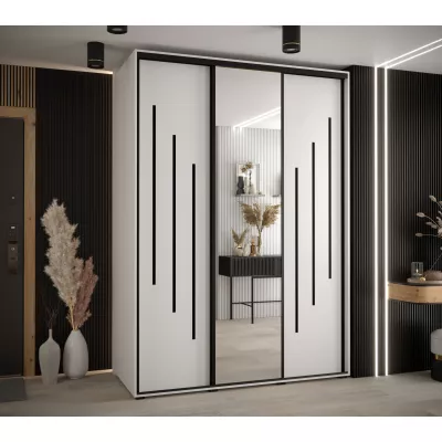 Šatní skříň YVONA 9 - 170/60 cm, bílá / černá