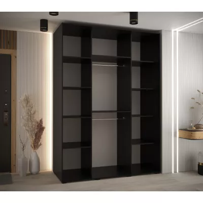 Šatní skříň YVONA 9 - 170/60 cm, černá / černá