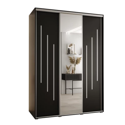 Šatní skříň YVONA 9 - 180/60 cm, černá / stříbrná