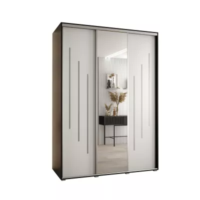 Šatní skříň YVONA 9 - 180/60 cm, černá / bílá / stříbrná