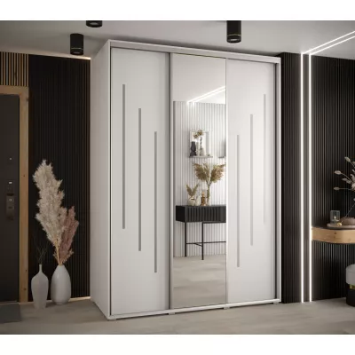 Šatní skříň YVONA 9 - 180/60 cm, bílá / stříbrná