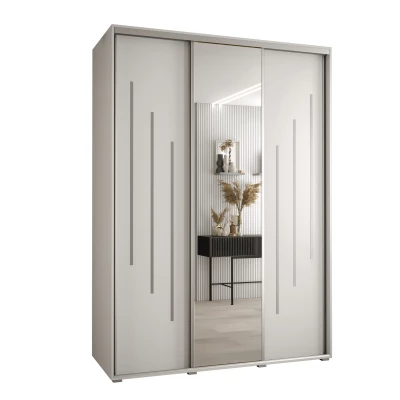 Šatní skříň YVONA 9 - 180/60 cm, bílá / stříbrná