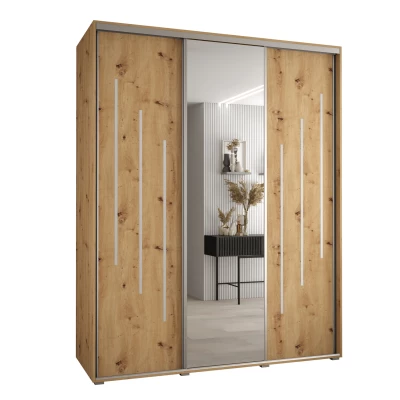 Šatní skříň YVONA 9 - 190/60 cm, dub artisan / stříbrná