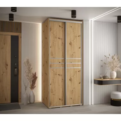 Šatní skříň YVONA 10 - 100/60 cm, dub artisan / stříbrná