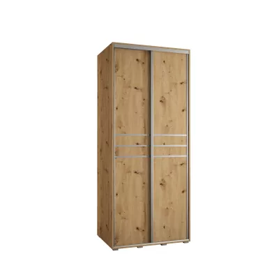 Šatní skříň YVONA 10 - 100/60 cm, dub artisan / stříbrná