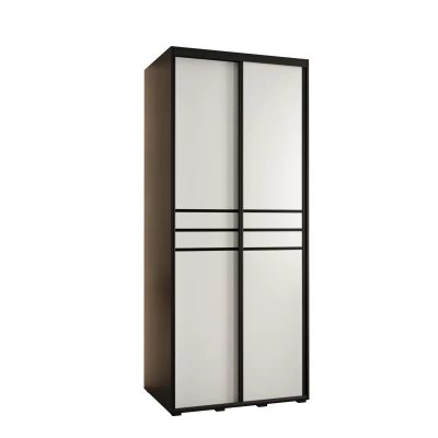 Šatní skříň YVONA 10 - 100/60 cm, černá / bílá / černá