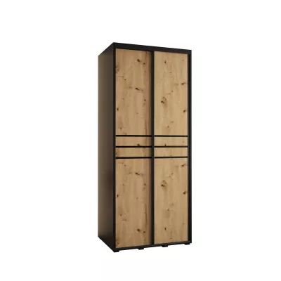 Šatní skříň YVONA 10 - 100/60 cm, černá / dub artisan / černá