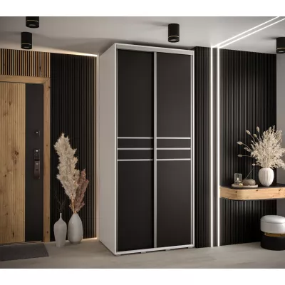 Šatní skříň YVONA 10 - 100/60 cm, bílá / černá / stříbrná