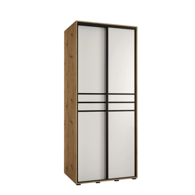 Šatní skříň YVONA 10 - 110/60 cm, dub artisan / bílá / černá