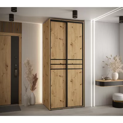 Šatní skříň YVONA 10 - 120/60 cm, dub artisan / černá