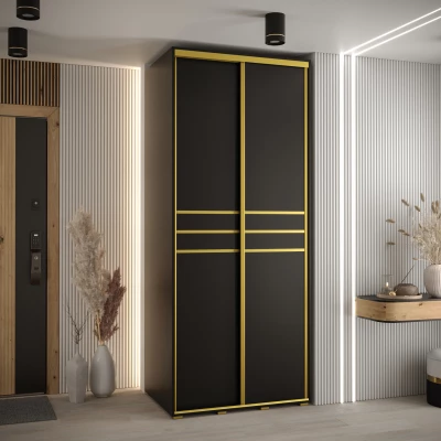 Šatní skříň YVONA 10 - 120/60 cm, černá / zlatá