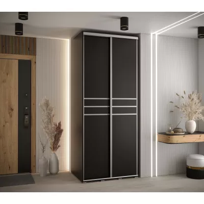 Šatní skříň YVONA 10 - 120/60 cm, černá / stříbrná