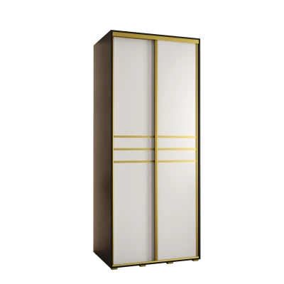 Šatní skříň YVONA 10 - 120/60 cm, černá / bílá / zlatá