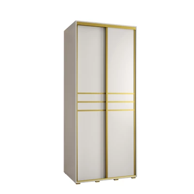 Šatní skříň YVONA 10 - 120/60 cm, bílá / zlatá