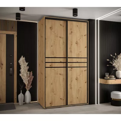 Šatní skříň YVONA 10 - 130/60 cm, dub artisan / černá