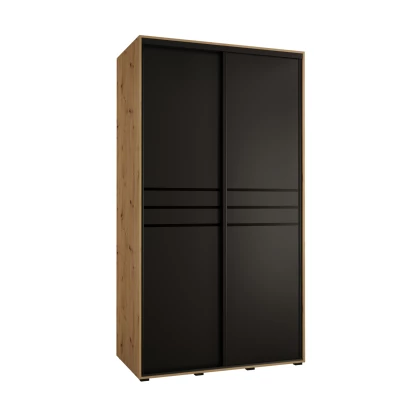 Šatní skříň YVONA 10 - 130/60 cm, dub artisan / černá / černá