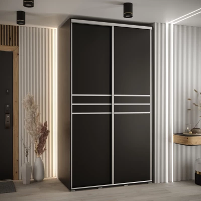 Šatní skříň YVONA 10 - 130/60 cm, černá / stříbrná