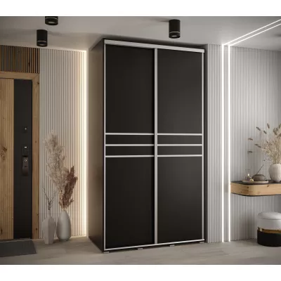 Šatní skříň YVONA 10 - 130/60 cm, černá / stříbrná