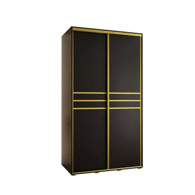 Šatní skříň YVONA 10 - 130/60 cm, černá / zlatá