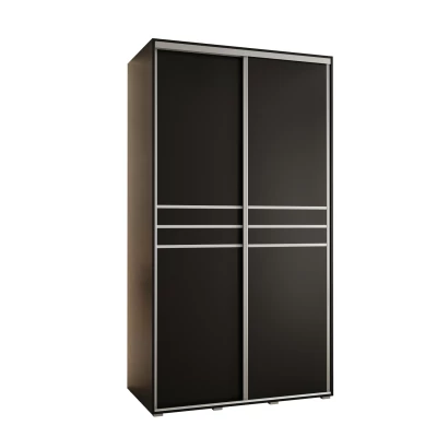 Šatní skříň YVONA 10 - 130/60 cm, černá / stříbrná
