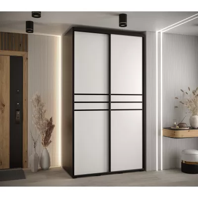 Šatní skříň YVONA 10 - 130/60 cm, černá / bílá / černá