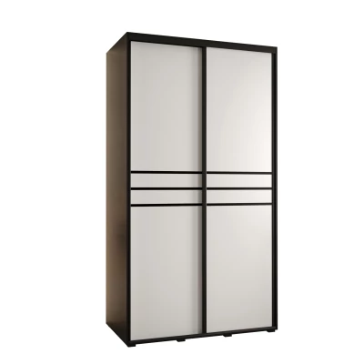 Šatní skříň YVONA 10 - 130/60 cm, černá / bílá / černá