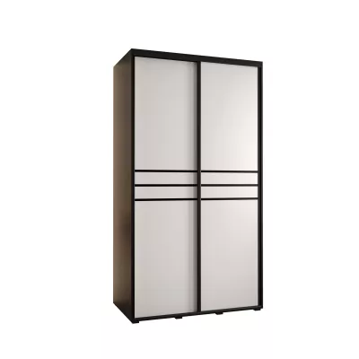 Šatní skříň YVONA 10 - 130/60 cm, černá / bílá / černá