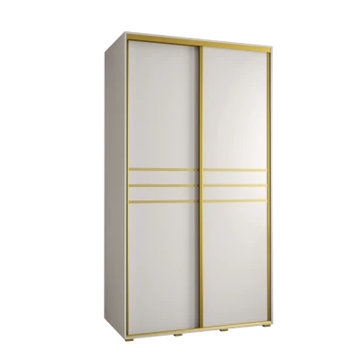 Šatní skříň YVONA 10 - 130/60 cm, bílá / zlatá