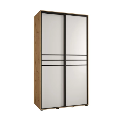 Šatní skříň YVONA 10 - 140/60 cm, dub artisan / bílá / černá