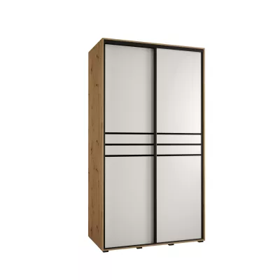 Šatní skříň YVONA 10 - 140/60 cm, dub artisan / bílá / černá