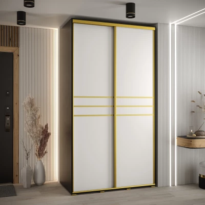 Šatní skříň YVONA 10 - 140/60 cm, černá / bílá / zlatá