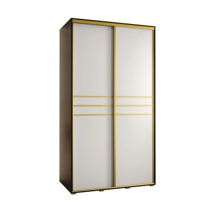 Šatní skříň YVONA 10 - 140/60 cm, černá / bílá / zlatá