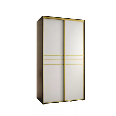 Šatní skříň YVONA 10 - 140/60 cm, černá / bílá / zlatá